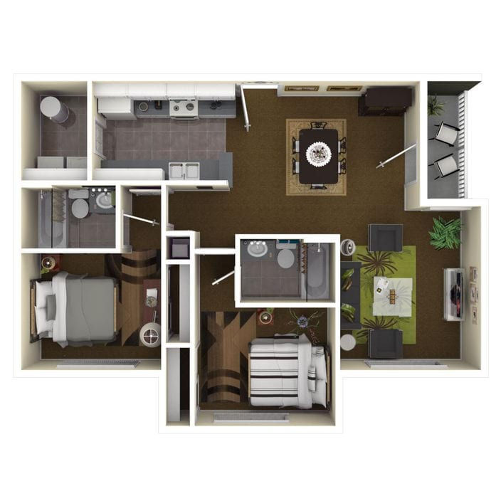 2 bedroom 495 sqft