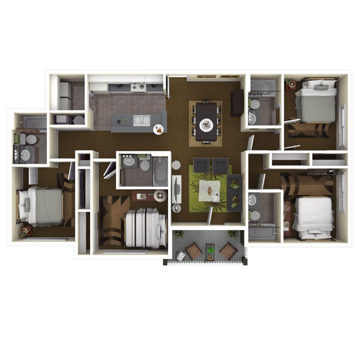 4 Bed 4 Bath 372 sqft